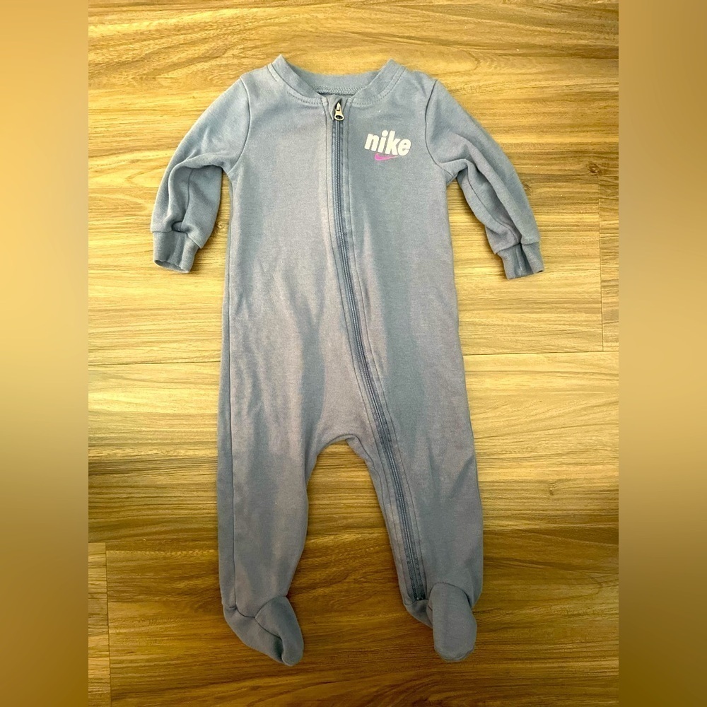 Nike Baby Blue Footies One Piece with Cozy Fabric lightweight size 9M